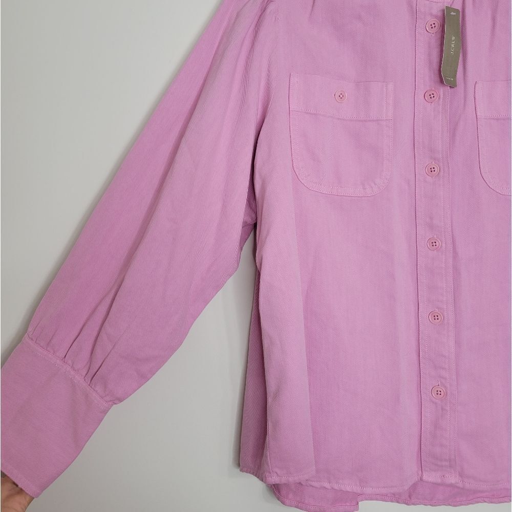 J Crew Point Sur Puff Sleeve Button Front Top - Picture 7 of 11